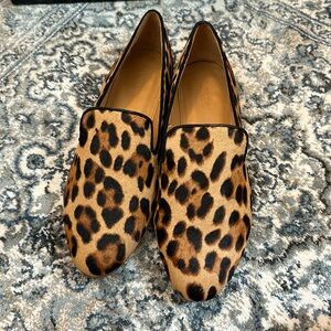 JCrew Factory Leopard calf hair smoking loafers, new in box!